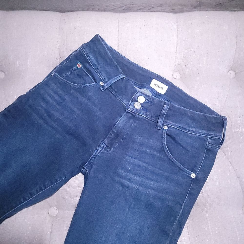 Hudson Collin Flap Mid Rise Bootcut Crop Jeans Dark Wash Womens 28